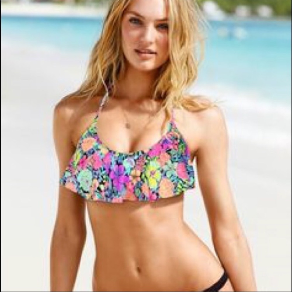 Victoria’s Secret floral flounce Bikini Top M